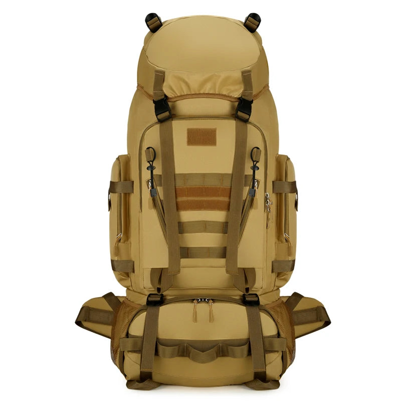 90l waterproof nylon tactical hiking camping backpack with multiple pockets - product image