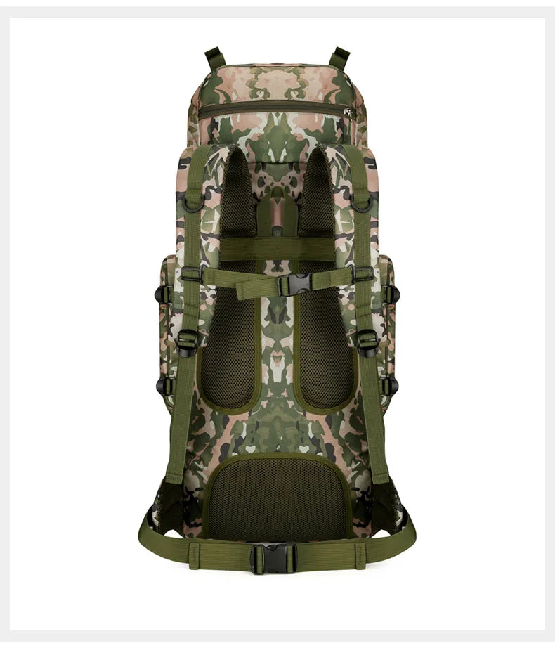 90l waterproof nylon tactical hiking camping backpack with multiple pockets - product image