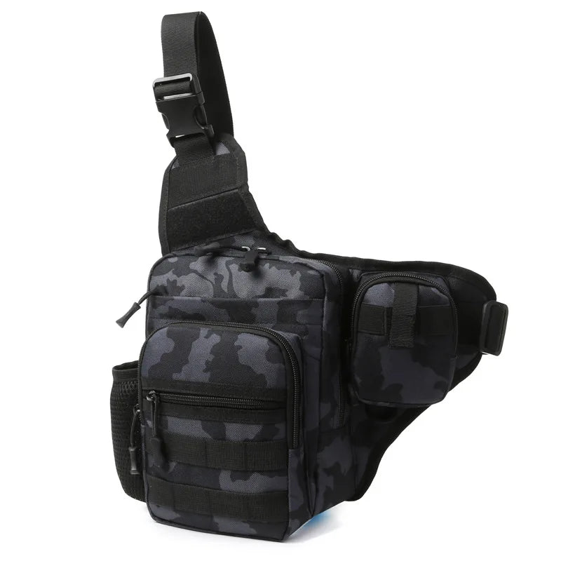 Camping climbing nylon chest pouch molle system multi-compartment waist fanny pack - product image