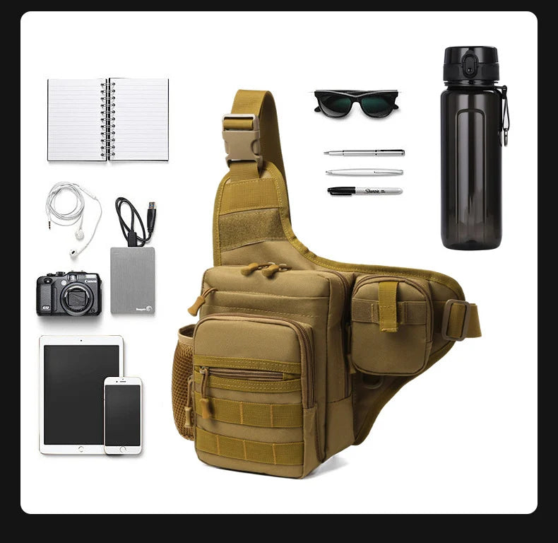 Camping climbing nylon chest pouch molle system multi-compartment waist fanny pack - product image