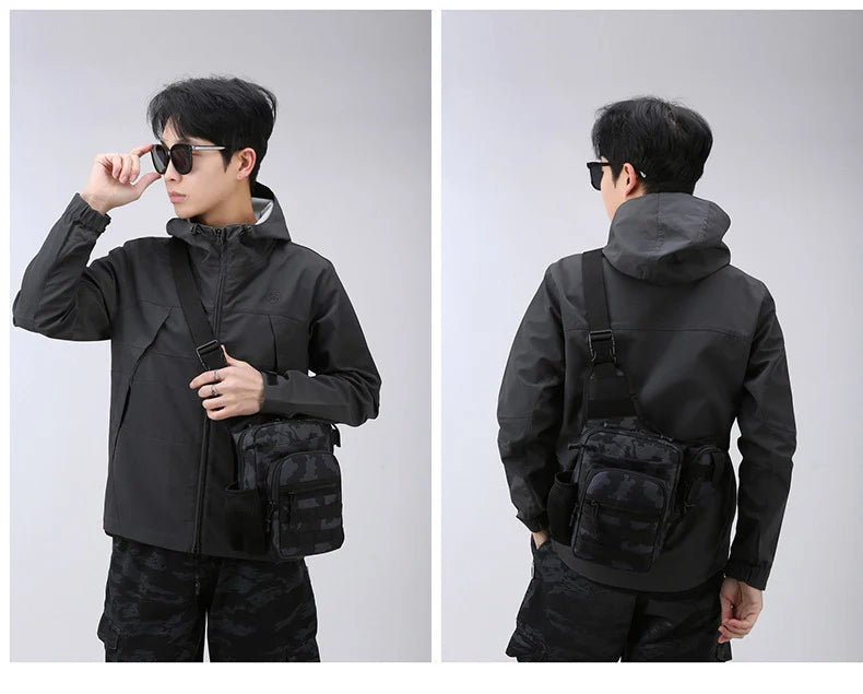 Camping climbing nylon chest pouch molle system multi-compartment waist fanny pack - product image