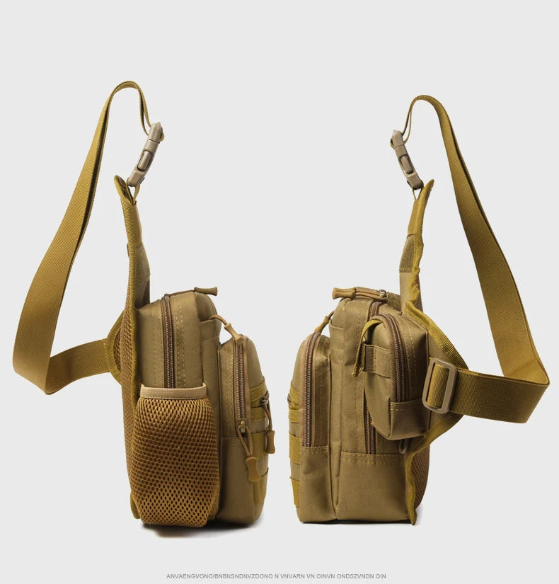 Camping climbing nylon chest pouch molle system multi-compartment waist fanny pack - product image