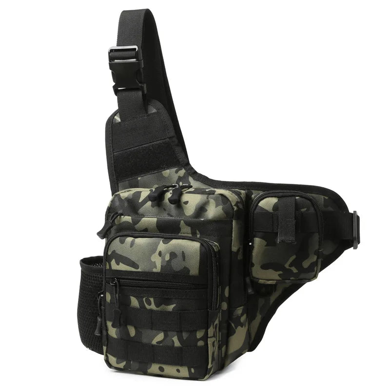 Camping climbing nylon chest pouch molle system multi-compartment waist fanny pack - product image