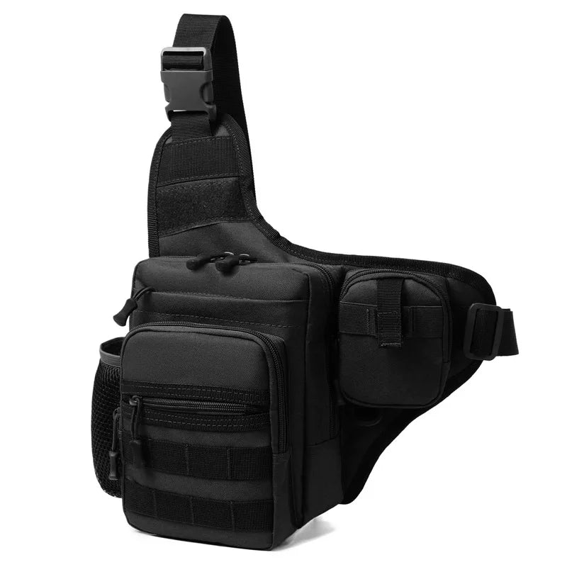 Camping climbing nylon chest pouch molle system multi-compartment waist fanny pack - product image