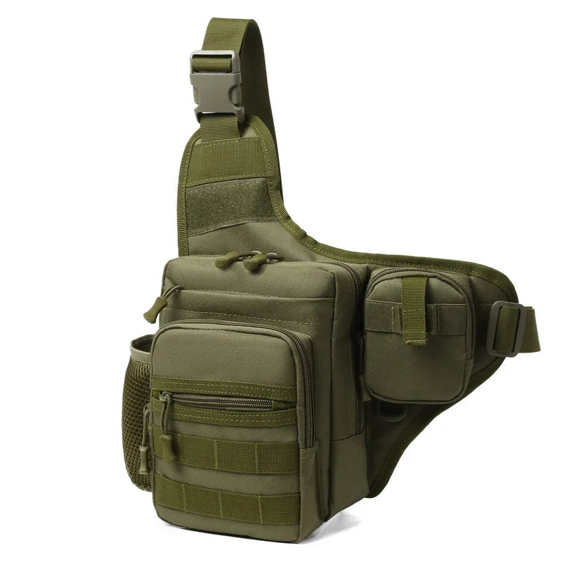 Camping climbing nylon chest pouch molle system multi-compartment waist fanny pack - product image