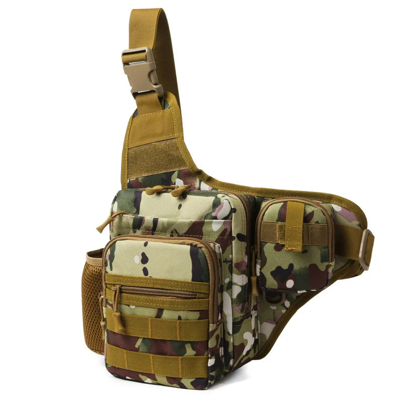 Camping climbing nylon chest pouch molle system multi-compartment waist fanny pack - product image