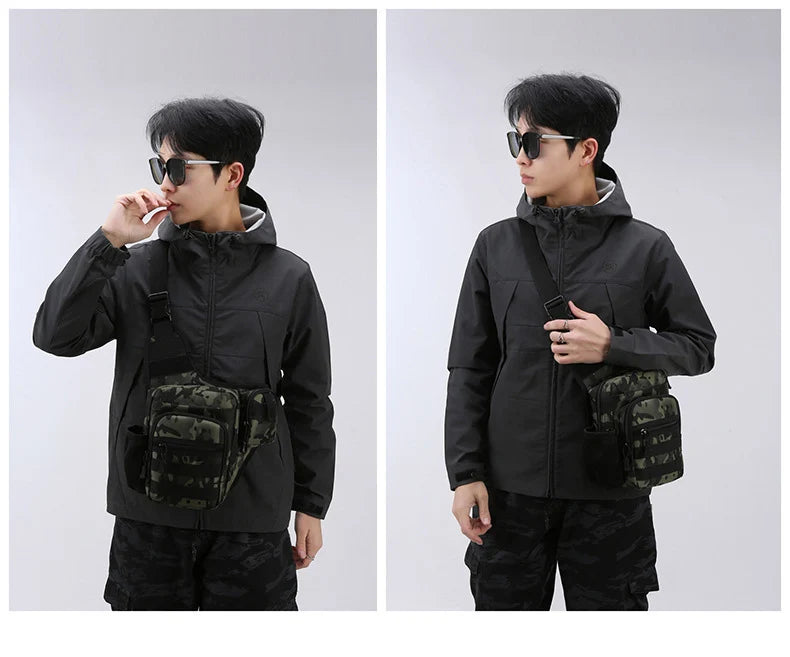 Camping climbing nylon chest pouch molle system multi-compartment waist fanny pack - product image