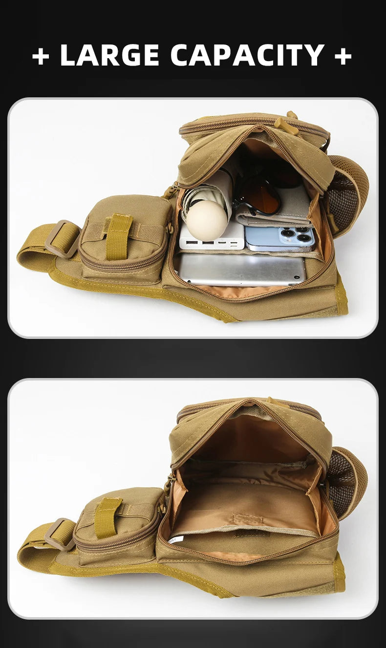 Camping climbing nylon chest pouch molle system multi-compartment waist fanny pack - product image