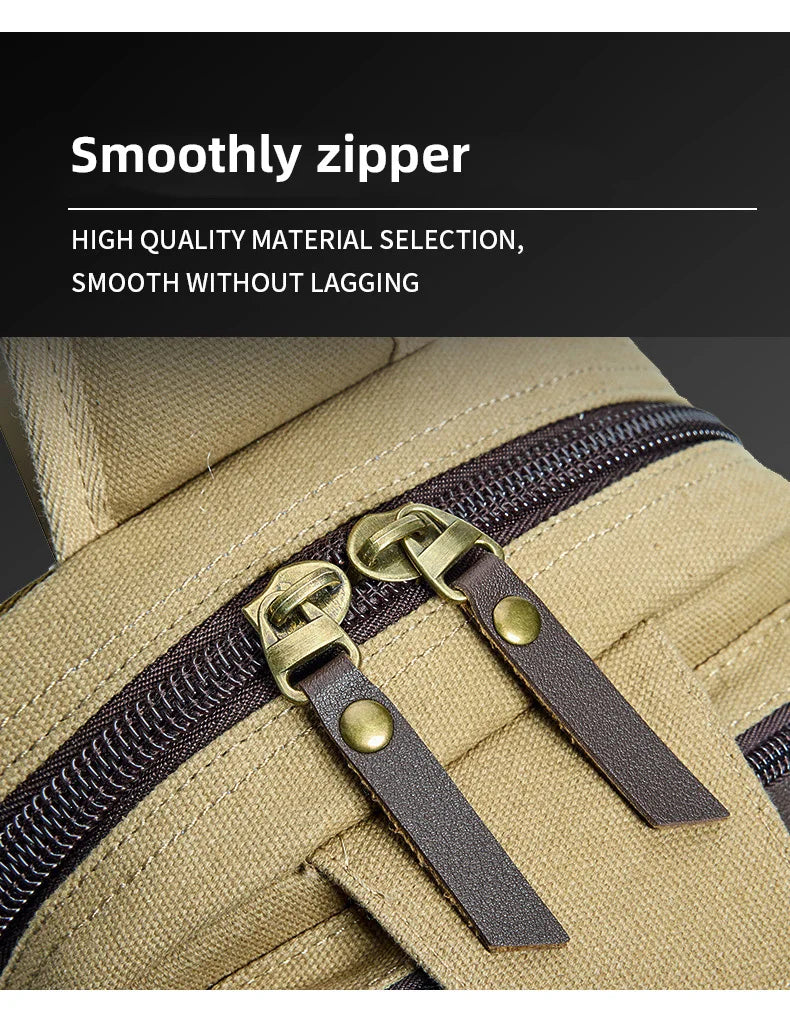 Camping shoulder bag canvas multi-pocket headphone jack detachable strap - product image