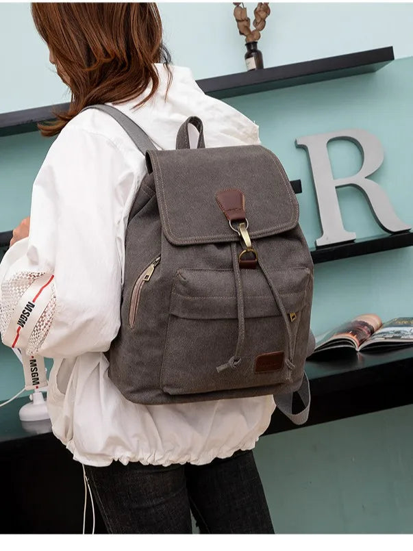 Canvas climbing backpack with laptop compartment and reinforced shoulder straps - product image
