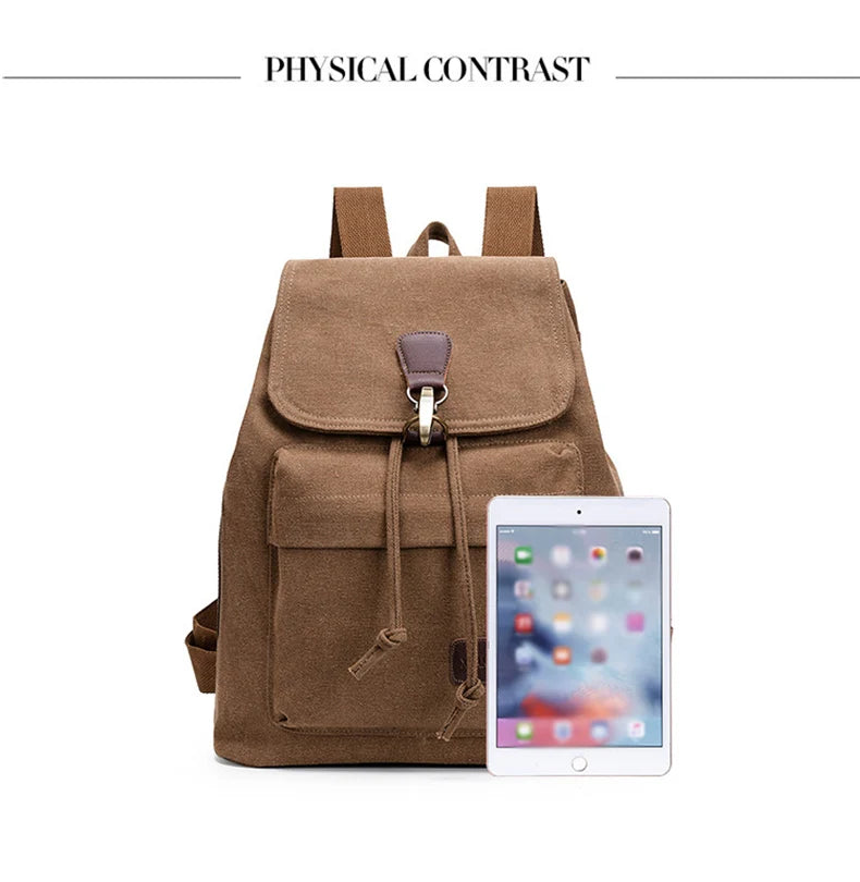 Canvas climbing backpack with laptop compartment and reinforced shoulder straps - product image