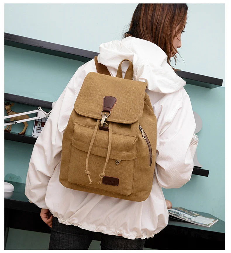 Canvas climbing backpack with laptop compartment and reinforced shoulder straps - product image