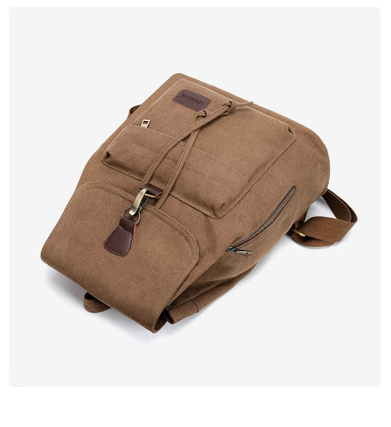 Canvas climbing backpack with laptop compartment and reinforced shoulder straps - product image