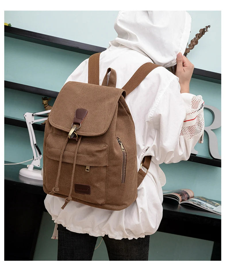 Canvas climbing backpack with laptop compartment and reinforced shoulder straps - product image