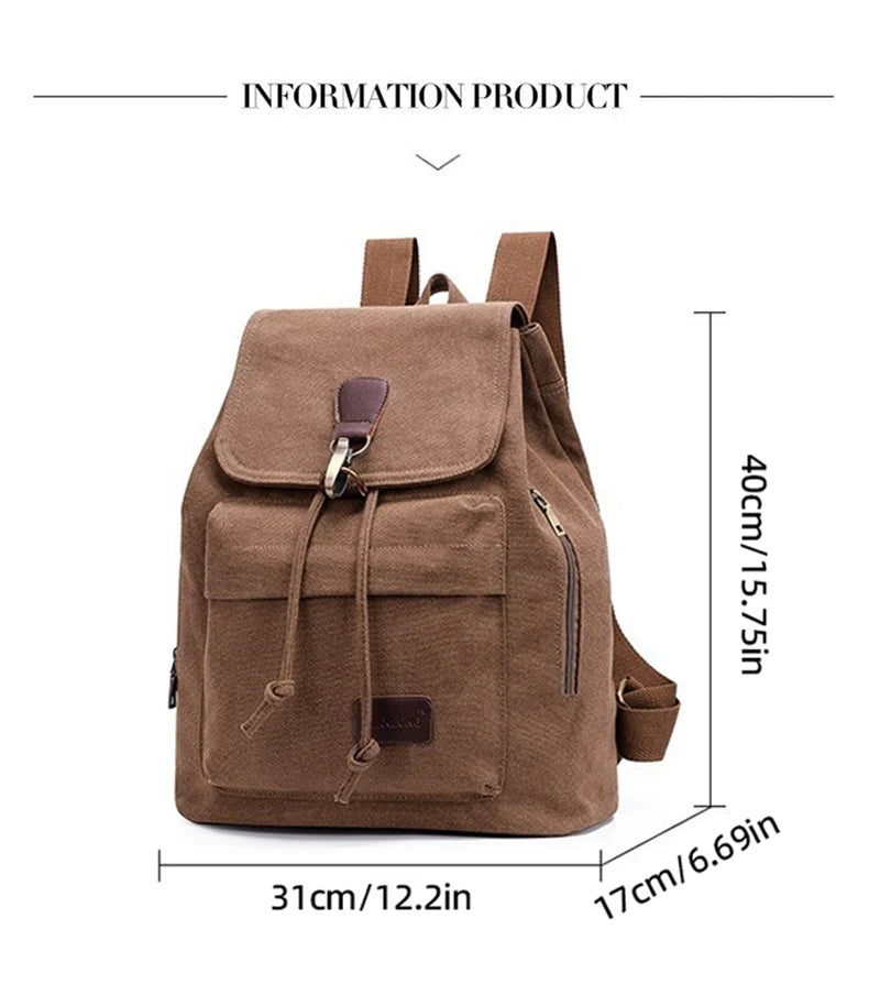 Canvas climbing backpack with laptop compartment and reinforced shoulder straps - product image