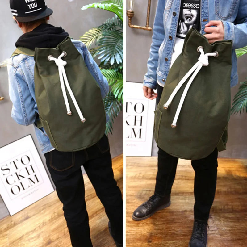 Canvas drawstring gym backpack for sports with large capacity - product image