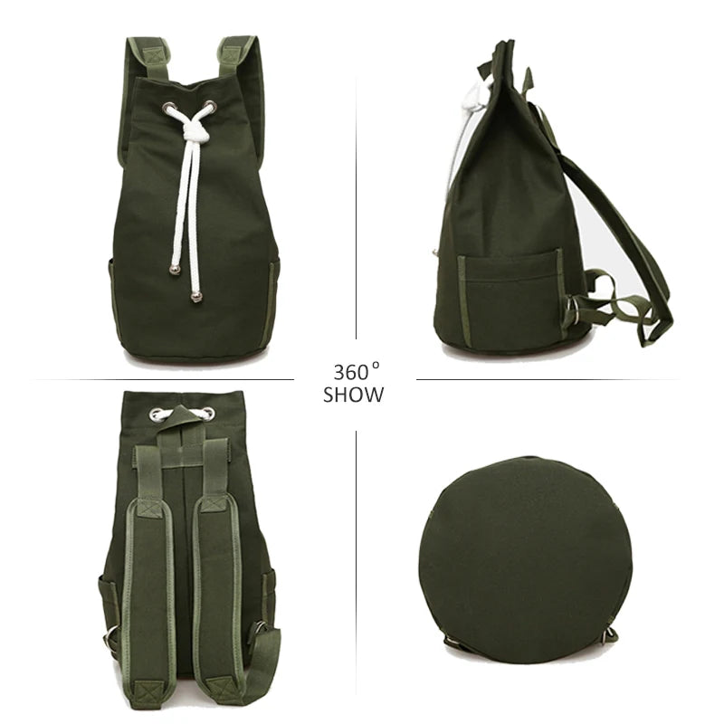 Canvas drawstring gym backpack for sports with large capacity - product image