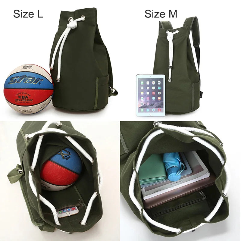 Canvas drawstring gym backpack for sports with large capacity - product image