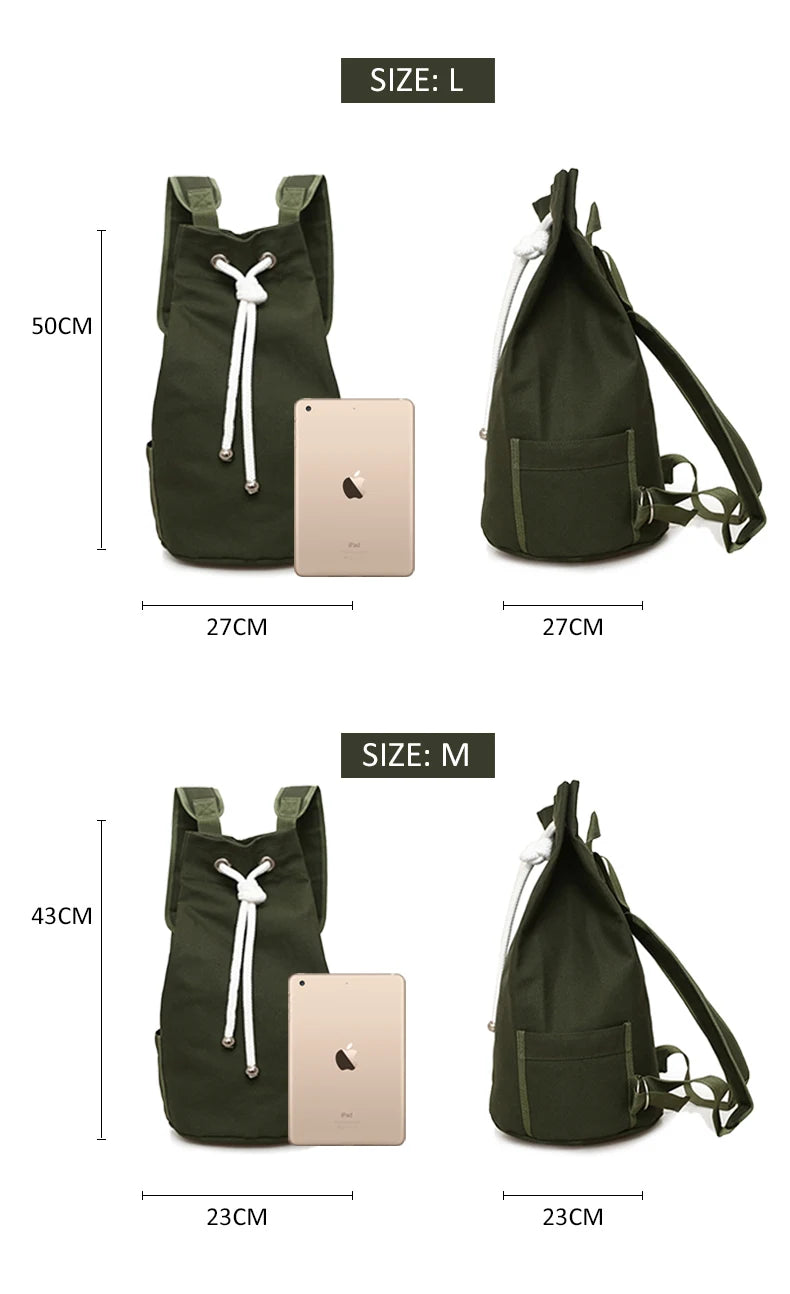Canvas drawstring gym backpack for sports with large capacity - product image