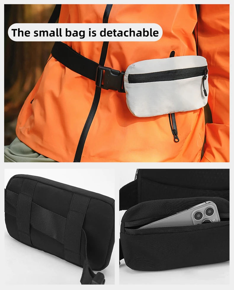 Climbing vest backpack nylon large storage reflective stripes detachable bag - product image