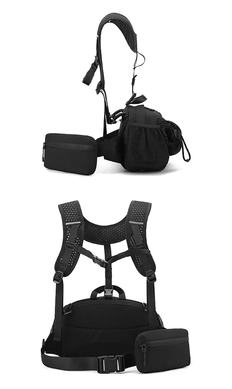 Climbing vest backpack nylon large storage reflective stripes detachable bag - product image