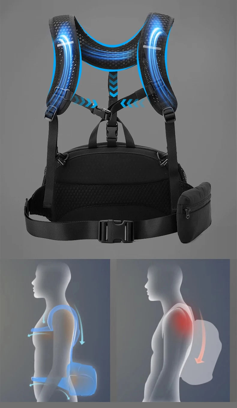 Climbing vest backpack nylon large storage reflective stripes detachable bag - product image