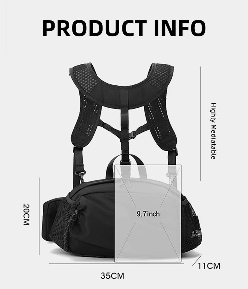 Climbing vest backpack nylon large storage reflective stripes detachable bag - product image