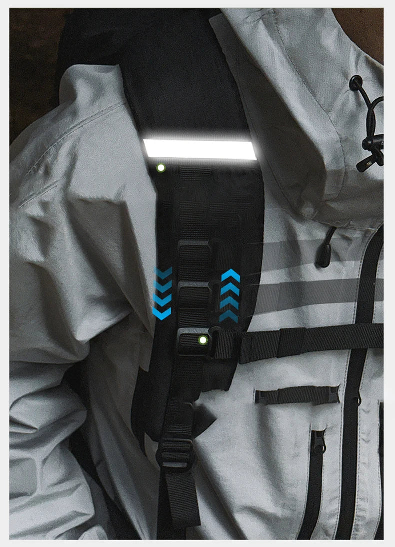 Climbing vest backpack nylon large storage reflective stripes detachable bag - product image