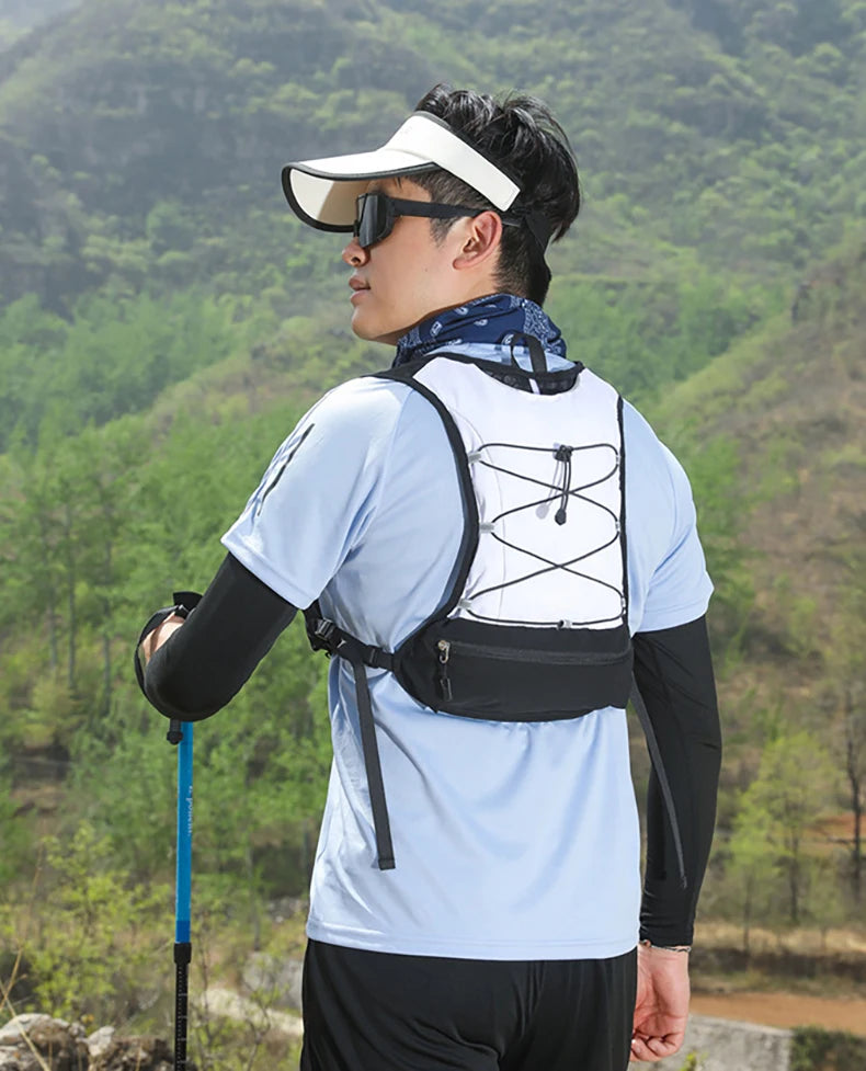 Cycling running hydration vest backpack with reflective strips and waist pockets - product image