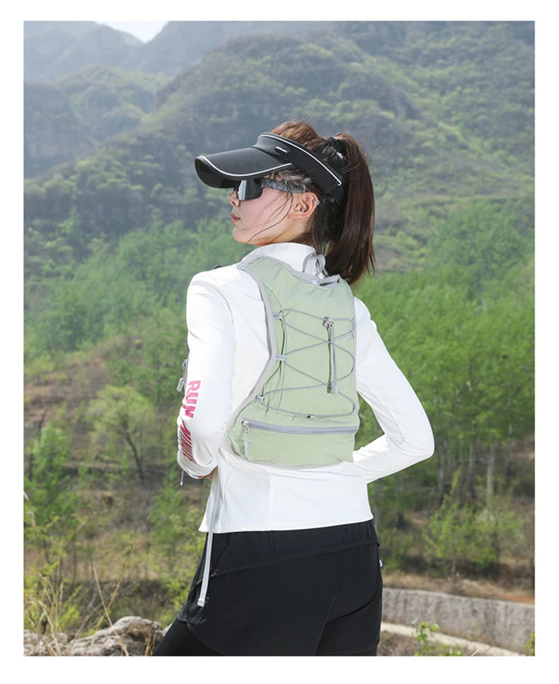 Cycling running hydration vest backpack with reflective strips and waist pockets - product image
