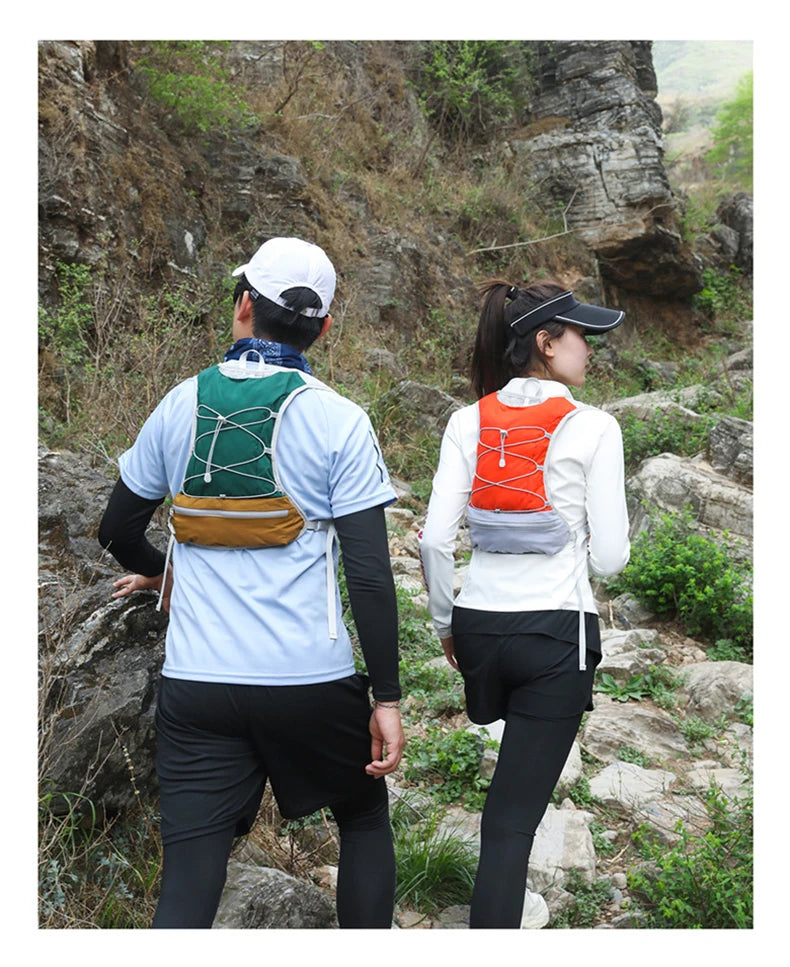 Cycling running hydration vest backpack with reflective strips and waist pockets - product image