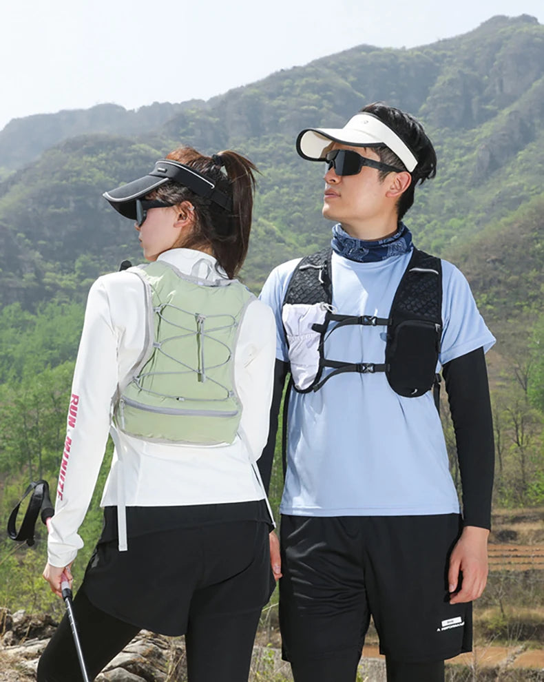 Cycling running hydration vest backpack with reflective strips and waist pockets - product image