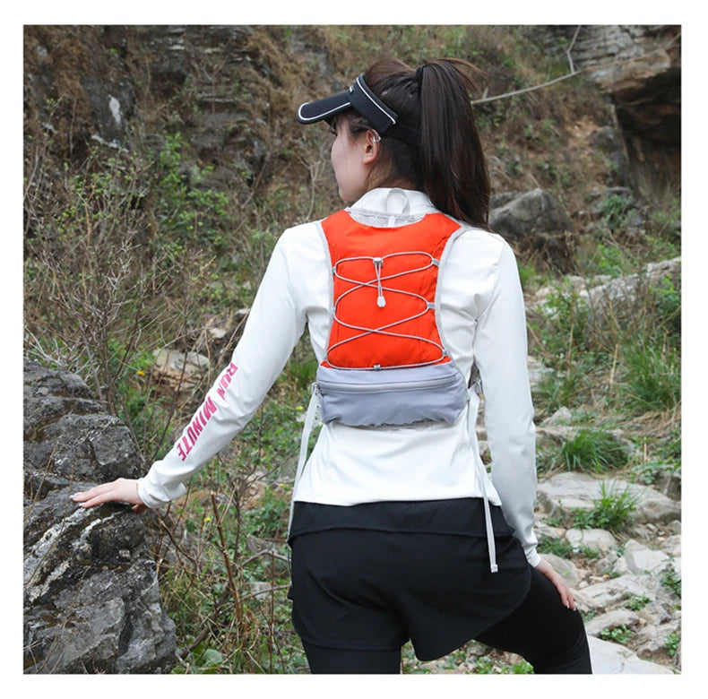 Cycling running hydration vest backpack with reflective strips and waist pockets - product image