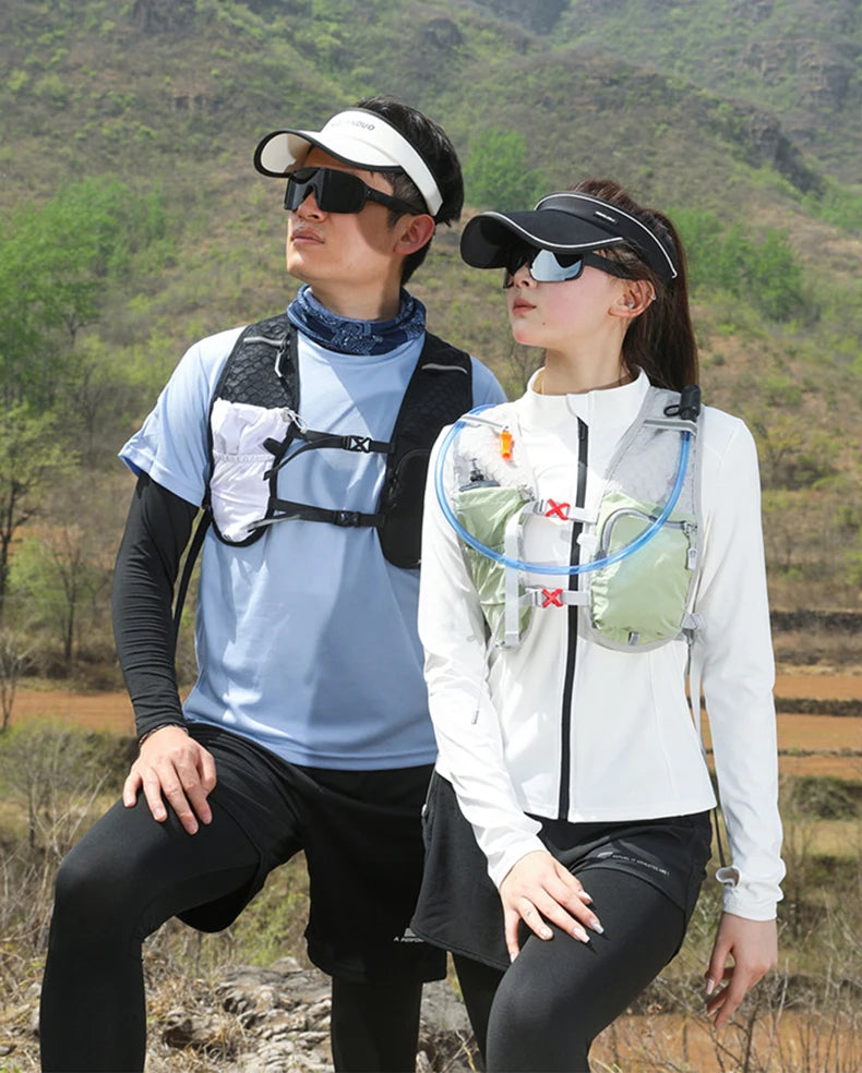 Cycling running hydration vest backpack with reflective strips and waist pockets - product image