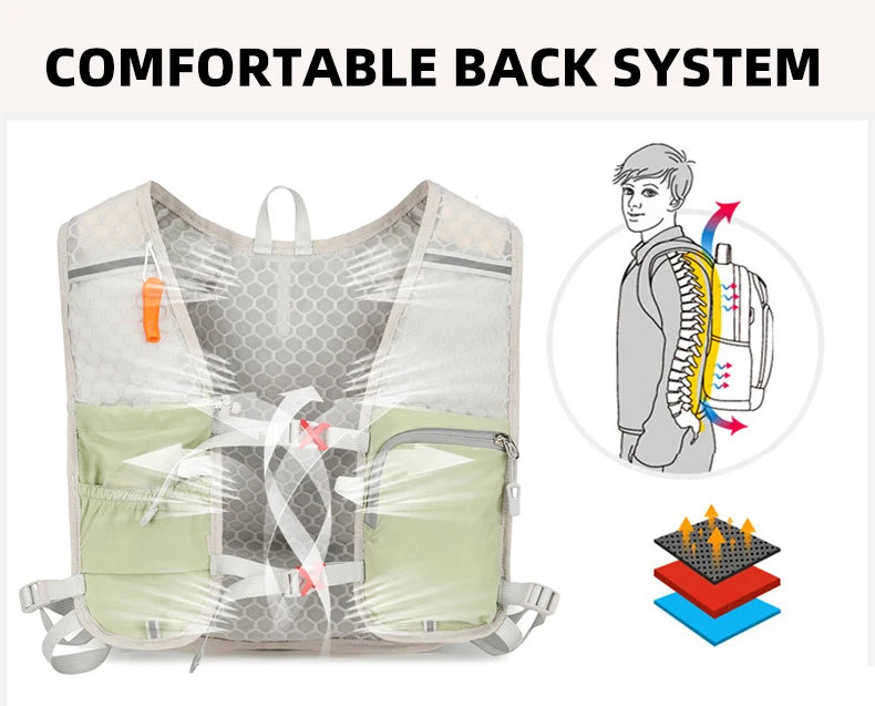 Cycling running hydration vest backpack with reflective strips and waist pockets - product image