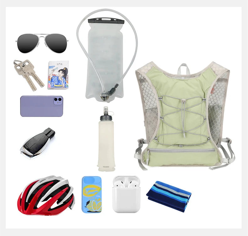 Cycling running hydration vest backpack with reflective strips and waist pockets - product image