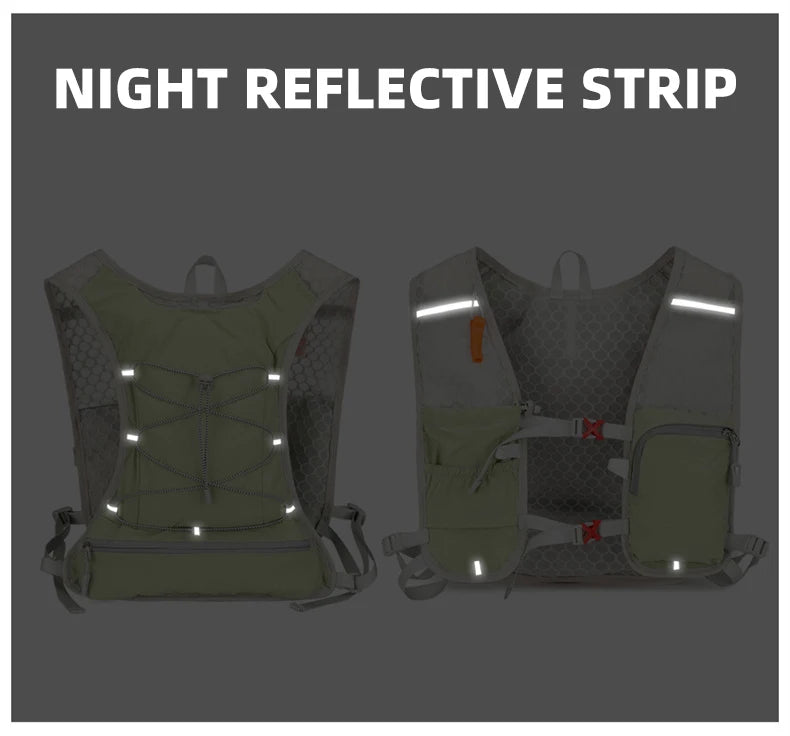 Cycling running hydration vest backpack with reflective strips and waist pockets - product image