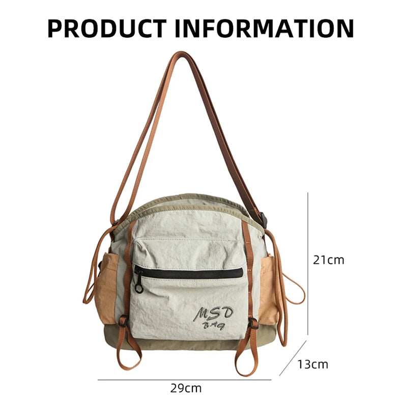 Drawstring nylon gym bag large capacity lightweight shoulder crossbody pack - product image