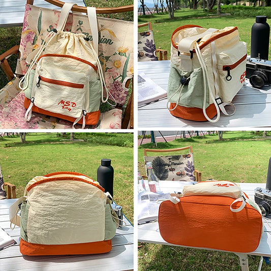 Drawstring nylon gym bag large capacity lightweight shoulder crossbody pack - product image
