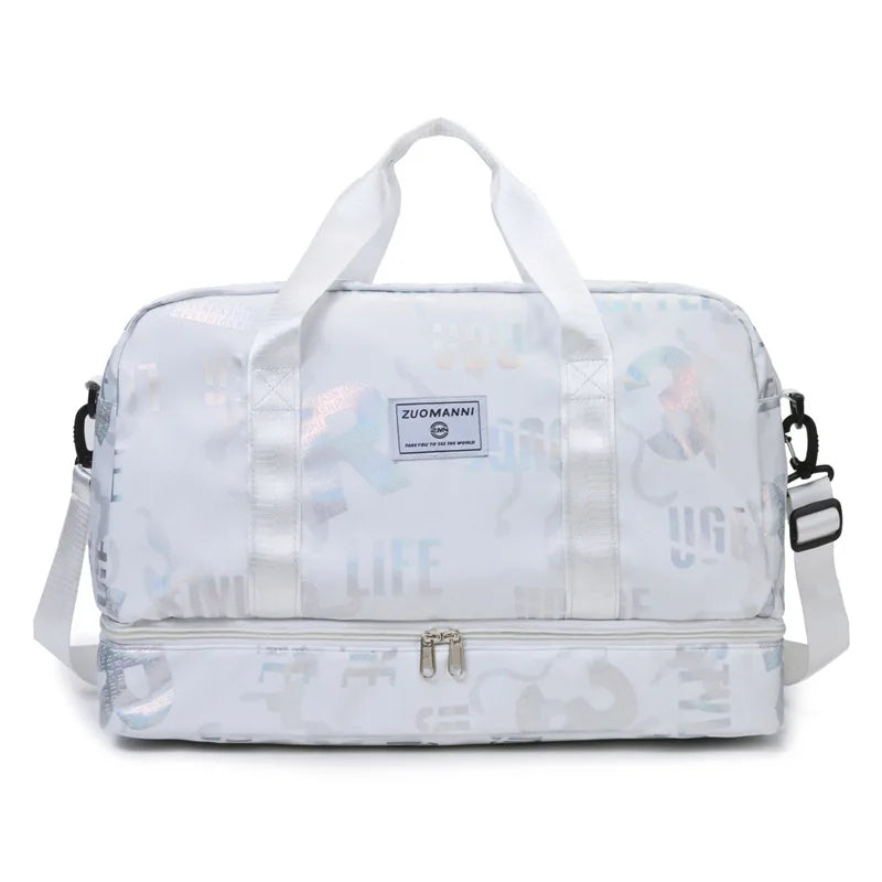 Dry wet separation fitness duffel bag letter print large capacity outdoor hiking - product image