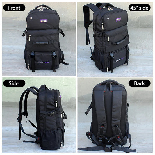 Expandable 60l-80l softback nylon travel backpack, multiple colors - product image