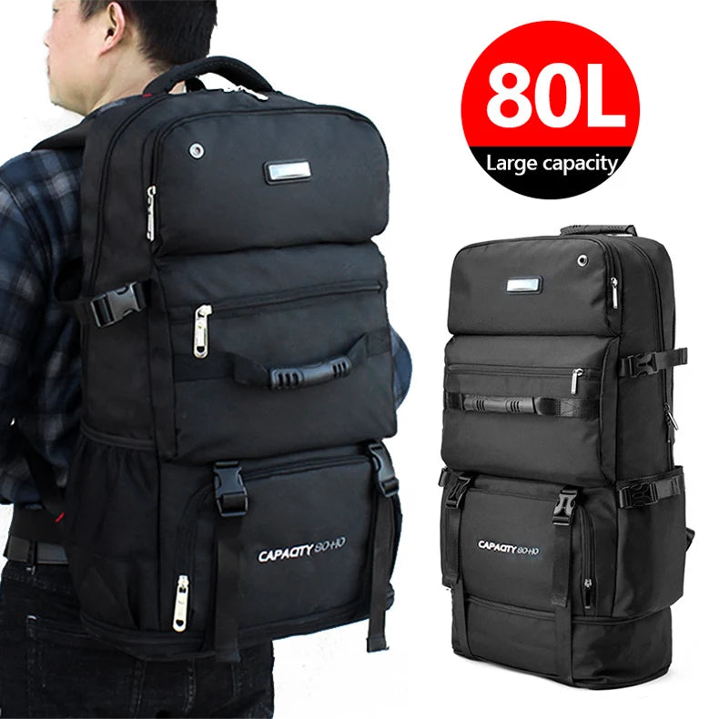 Expandable 60l-80l softback nylon travel backpack, multiple colors - product image