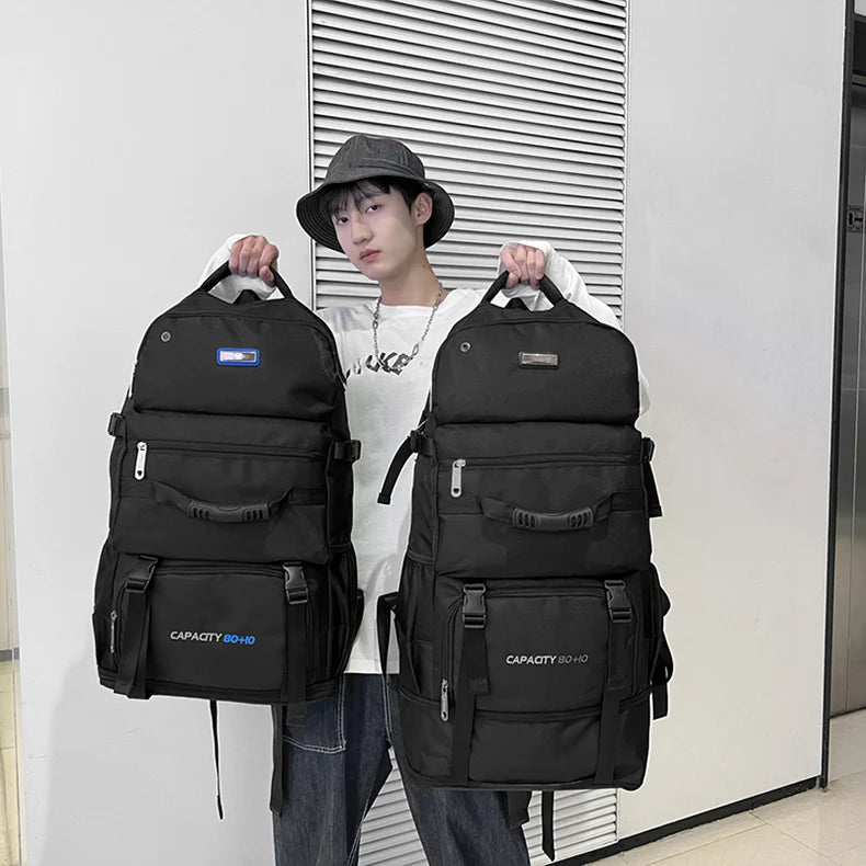 Expandable 60l-80l softback nylon travel backpack, multiple colors - product image