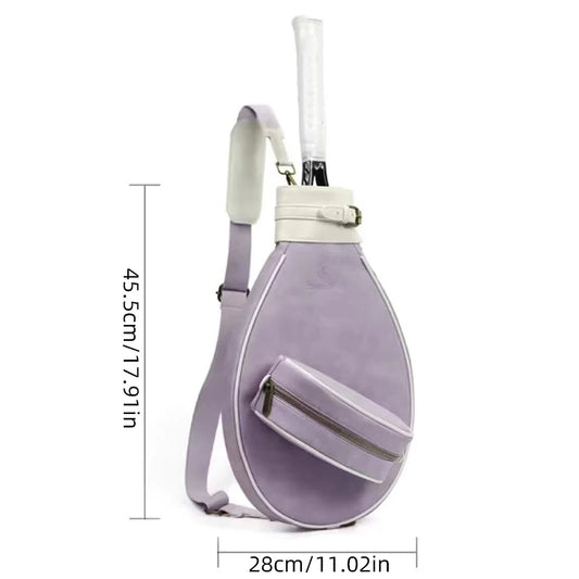 Fabric pu tennis single shoulder bag with adjustable strap for 2 rackets - product image