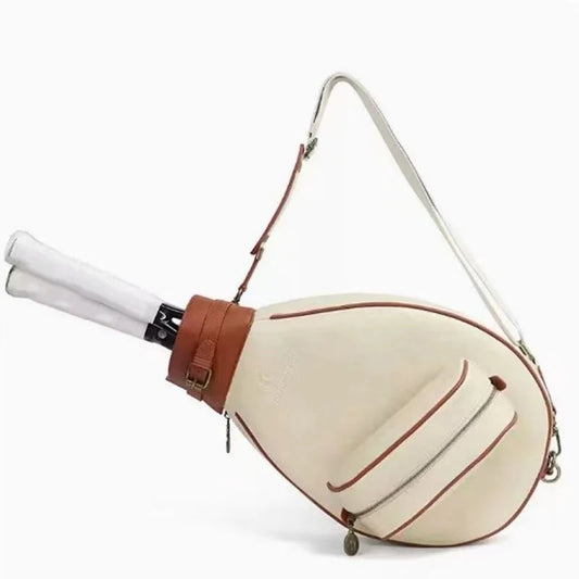 Fabric pu tennis single shoulder bag with adjustable strap for 2 rackets - product image
