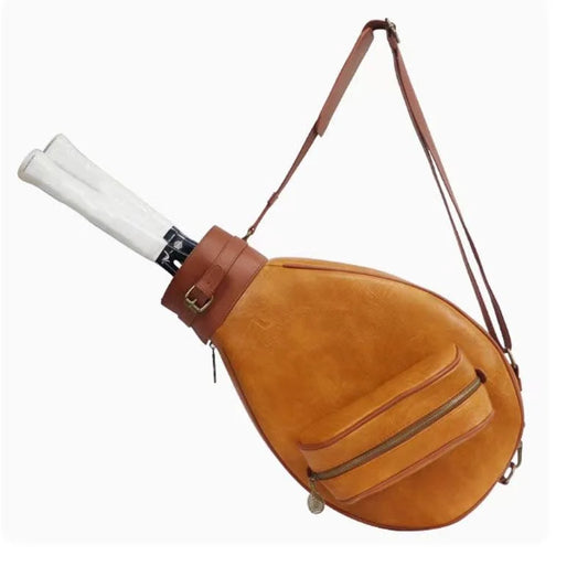 Fabric pu tennis single shoulder bag with adjustable strap for 2 rackets - product image