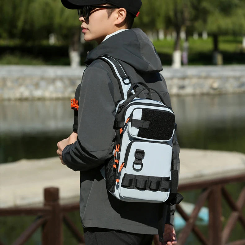 Fishing lure backpack with rod holders and molle system, nylon - product image