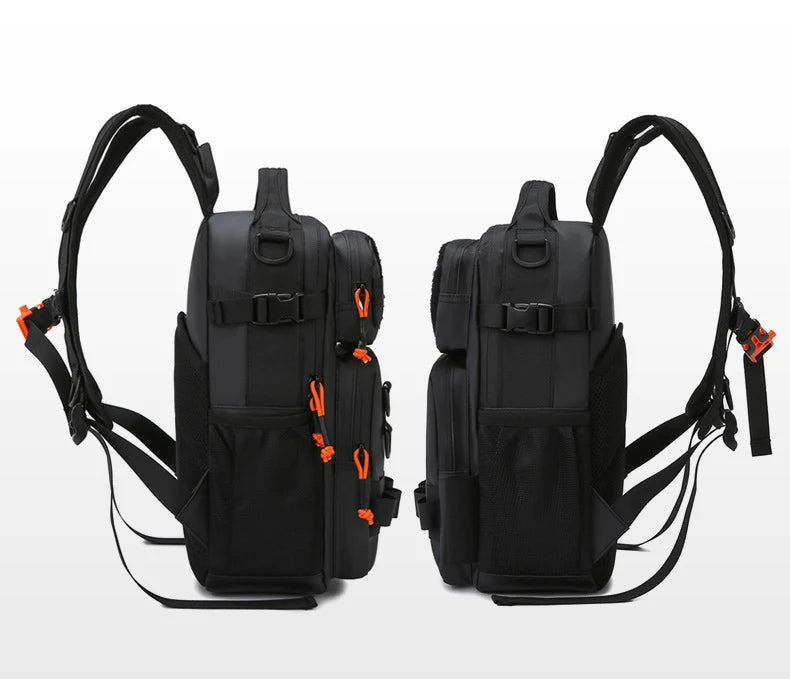 Fishing lure backpack with rod holders and molle system, nylon - product image