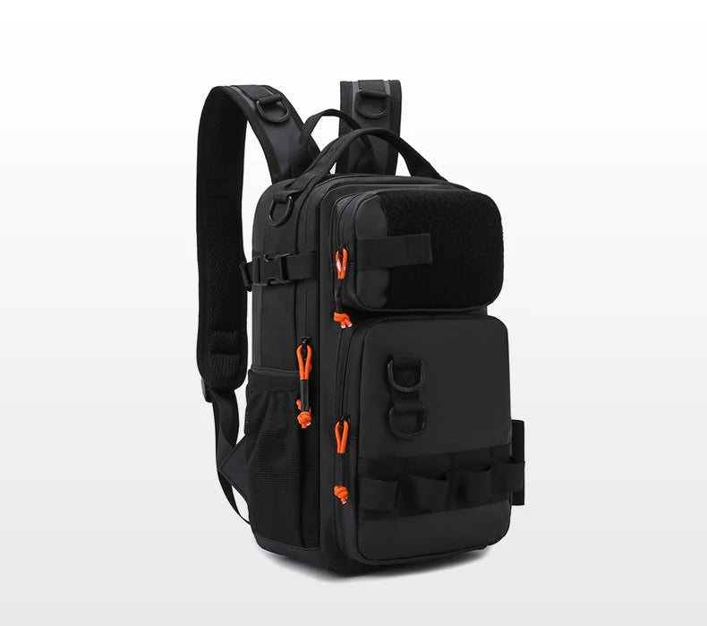 Fishing lure backpack with rod holders and molle system, nylon - product image