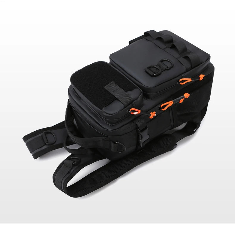 Fishing lure backpack with rod holders and molle system, nylon - product image
